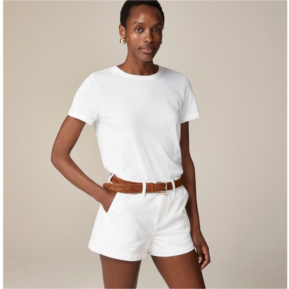 NWT J. Crew Vintage Jersey Classic Fit Crewneck Tee Shirt White MAKE UP COLLAR